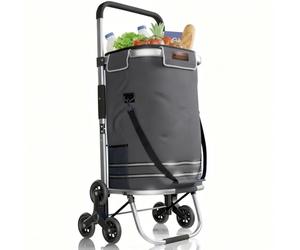 Juskys Chariot à provisions 3 en 1 Monte-escalier - 56 l, Moderne & Pliable - Chariot de Courses pour Faire du Shopping et Monter Les marches - Diable & Sac - Caddie Gris