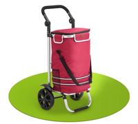 Juskys Chariot de Shopping 3 en 1 avec 2 Roues pour Le Shopping - Sac Amovible de 56 L - Trolley Pliable & Moderne - Chariot de Shopping Rouge