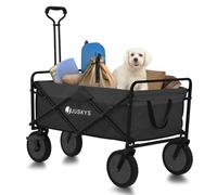 Juskys Chariot de Transport 100 kg - Remorque Pliante - Utilisation extérieure & Camping - Wagon Pliant Noir pour Plage