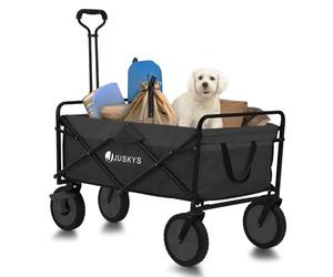 Juskys Chariot de Transport 100 kg - Remorque Pliante - Utilisation extérieure & Camping - Wagon Pliant Noir pour Plage