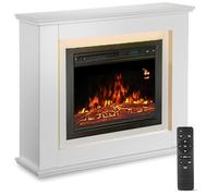 Juskys Cheminée électrique 1000/2000 W avec Chauffage, cheminée, Effet Flamme, télécommande, éclairage LED et minuterie (Blanc)(98x28x81cm)