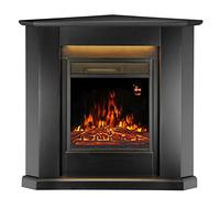 Juskys Cheminée électrique 1000/2000W avec Chauffage, Effet Flamme, télécommande, éclairage LED et minuterie - Cheminée électrique d'angle (Noir)(96x57x94cm)