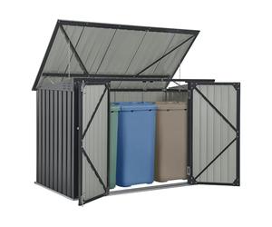 Juskys Conteneur pour 3 poubelles Namur 3 bacs de 120 litres - 2 m² - 2 Portes - Coffre, boîte, boîtier de Rangement Gris