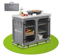 Juskys Cuisine de Camping Pliable avec Sac de Transport - étanche, Inoxydable - Cuisine de Camping extérieure Armoire de Camping Pliable - Cuisine Pliable - Gris