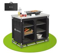 Juskys Cuisine de Camping Pliable avec Sac de Transport - étanche, Inoxydable - Cuisine de Camping extérieure Armoire de Camping Pliable - Cuisine Pliable - Noir