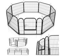 Juskys enclos pour Chiots - Parc pour Chiots 8 pièces en métal - enclos avec Porte - Grille pour Chiots, Lapins et Petits Animaux (160x 160 x 60 cm)