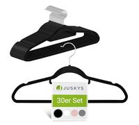 Juskys Ensemble de 30 cintres Velours - cintres antidérapants, Fins, Peu encombrants - cintres en Velours floqué - Crochets pivotants - 30 cintres Noirs
