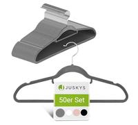 Juskys Ensemble de 50 cintres Velours - cintres antidérapants, Fins, Peu encombrants - cintres en Velours floqué - Crochets pivotants - 50 cintres Gris