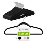 Juskys Ensemble de 50 cintres Velours - cintres antidérapants, Fins, Peu encombrants - cintres en Velours floqué - Crochets pivotants - 50 cintres Noirs