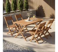 Juskys® Ensemble de mobilier de Jardin Rimini - Naturel, Bois d'acacia, Comprenant Un Ensemble de 4 chaises et Une Table, Stable, Durable