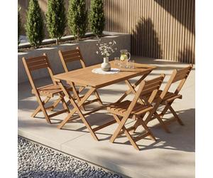 Juskys® Ensemble de mobilier de Jardin Rimini - Naturel, Bois d'acacia, Comprenant Un Ensemble de 4 chaises et Une Table, Stable, Durable