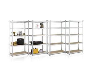 Juskys Étagère Charges Lourdes Basic, Lot de 6, 180 x 90 x 40 cm - 5 Niveau á 175 kg, Capacité 875 kg, Étagères de Rangement en Metal pour Garage et Cave