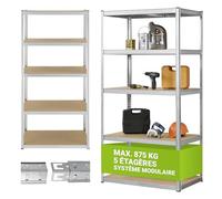 Juskys Étagère pour Charges Lourdes Basic, 200x100x60 cm (HxlxP) | 875 kg | 5 Planches| Étagère de Stockage emboîtable métal Cave système (galvanisé)