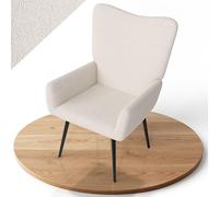 Juskys Fauteuil à Oreilles Odense, Fauteuil Relax en Tissu bouclé, Style scandinave, Dossier Haut & rembourré, Structure en Acier - Beige