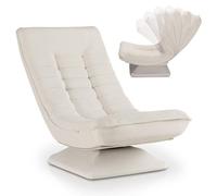 Juskys Fauteuil Relax Korsika - Ergonomique et pivotant à 360°, Pliable avec Rembourrage à 5 Couches - Fauteuil en Velours Confortable pour Salon - Beige