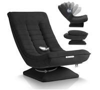 Juskys Fauteuil Relax Korsika - Ergonomique et pivotant à 360°, Pliable avec Rembourrage à 5 Couches - Fauteuil en Velours Confortable pour Salon - Gris