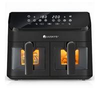 Juskys Friteuse à Air Chaud 9L Double Compartiment - Air Fryer Sans Huile 2 Bacs 9 Programmes Smart Finish Antiadhésif Noir
