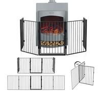 Juskys Grille de sécurité 300 x 76 cm Pliable pour cheminée - Grille de Protection pour Animaux - 5 éléments avec Porte - Barrière de sécurité Grille de sécurité