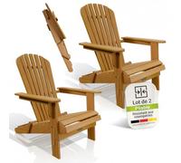 Juskys® Korfu transat Bois Massif Pliable Balcon terrasse résistant intempéries Design Compact 2 pièces