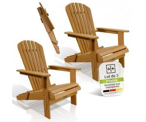 Juskys® Korfu transat Bois Massif Pliable Balcon terrasse résistant intempéries Design Compact 2 pièces