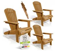 Juskys® Korfu transat Bois Massif Pliable Balcon terrasse résistant intempéries Design Compact 3 pièces