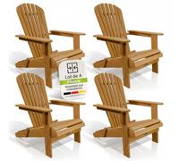 Juskys® Korfu transat Bois Massif Pliable Balcon terrasse résistant intempéries Design Compact 4 pièces