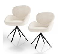 Juskys Lot de 2 chaises pivotantes Albano - Bouclé - Pivotantes à 360° & rembourrées, revêtement Facile d’Entretien, Pieds métalliques réglables, Style Moderne, pour Salle à Manger et Cuisine - Crème
