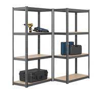 Juskys Lot de 2 étagères de Rangement Easy 2 x 160 x 80 x 40 cm (H x l x P) - Charge maximale : 640 kg - 8 tablettes - en métal - Gris