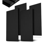 Juskys Panneaux muraux Acoustique, Lot de 4, 2,88 m², 120x60 cm, Réduit l'écho et le bruit - Noir