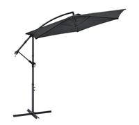 Juskys Parapluie feu tricolore Brésil support manivelle - protection UV, hydrofuge, articulé - parapluie marché parasol- Gris, 350cm