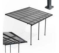 Juskys Pergola Borneo 4x3 m aluminium anthracite toit polycarbonate double paroi protection UV terrasse