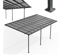 Juskys Toit de terrasse Borneo 6 x 3 m - Protection Solaire en Aluminium dotée de plaques alvéolaires - Toit de terrasse pour Montage Mural de Couleur Anthracite