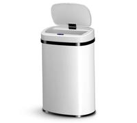 Juskys Poubelle automatique avec capteur de 50 L - poubelle électrique, détecteur de mouvement, couvercle automatique, étanche, rectangulaire, cuisine - blanc