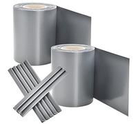 Juskys Rouleaux brise-vue en PVC pour clôtures à barreaux doubles - 2 rouleaux de 35 m, 60 clips de fixation - film anti-regards pour clôture protection visuelle protection contre le vent - gris clair