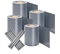 Juskys Rouleaux Brise-Vue en PVC pour clôtures à barreaux Doubles 4 Rouleaux de 35 m, 120 Clips de Fixation - Film Anti-Regards pour clôture Protection visuelle Protection Contre Le Vent - Gris Clair