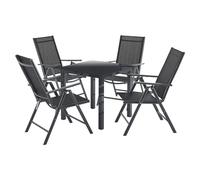 Juskys Salon de Jardin Milano en Aluminium 4+1 - 4 chaises à Haut Dossier réglables et Pliables avec Table - Ensemble de Meubles de Jardin 5 pièces résistant aux intempéries - Gris