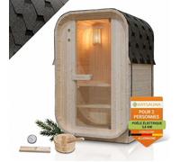Juskys Sauna de jardin Cube Nolvik S en bois - sauna extérieur avec poêle électrique 3,6 kW