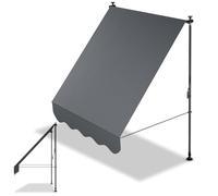 Juskys Store Banne Manuel Kapstadt 150x120 cm - Store Extérieur Réglable, sans Perçage, Imperméable, Résistant UV, Verticale & Diagonale - Gris