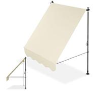 Juskys Store Banne Manuel Kapstadt 150x120 cm - Store Extérieur Réglable, sans Perçage, Imperméable, Résistant UV, Verticale & Diagonale - Beige