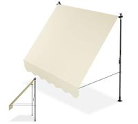 Juskys Store Banne Manuel Kapstadt 200x120 cm - Store Extérieur Réglable, sans Perçage, Imperméable, Résistant UV, Verticale & Diagonale - Beige