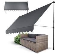 Juskys Store enrouleur Cap Town 400x120 cm gris réglable sans perçage imperméable anti-UV vertical diagonal