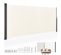 Juskys Store latéral 160 x 500 cm Extensible et Opaque, Brise-Vue pour Balcon, terrasse et Jardin, Auvent latéral avec Support Mural, Protection Solaire en Acier & Tissu Impermeable - Beige