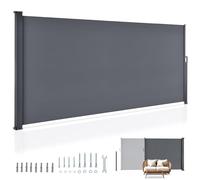 Juskys Store latéral 500 x 190 cm Extensible et Opaque, Brise-Vue pour Balcon, terrasse et Jardin, Auvent latéral avec Support Mural, Protection Solaire en Acier & Tissu Impermeable - Gris foncé