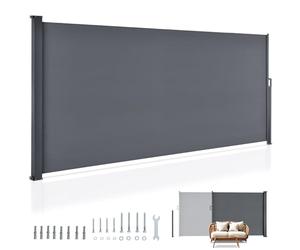 Juskys Store latéral 500 x 190 cm Extensible et Opaque, Brise-Vue pour Balcon, terrasse et Jardin, Auvent latéral avec Support Mural, Protection Solaire en Acier & Tissu Impermeable - Gris foncé