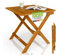 Juskys® Table d'appoint extérieur Zadar S - Meuble Compact & Pliable en Acacia traité, Durable, 46x46x46 cm, idéal Espace Balcon et terrasse