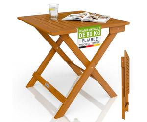 Juskys® Table d'appoint extérieur Zadar S - Meuble Compact & Pliable en Acacia traité, Durable, 46x46x46 cm, idéal Espace Balcon et terrasse