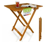 Juskys® Table d'appoint extérieur Zadar XL - Meuble Compact & Pliable en Acacia traité, Durable, 76 x 60 x 60cm, idéal Espace Balcon et terrasse