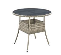 Juskys Table de Jardin Yoro en polyrotin résistant aux intempéries - Table de Balcon Ronde Ø 80 cm - Table d'appoint en rotin à Plateau en Verre - Petite Table pour Balcon, Jardin & terrasse - Gris