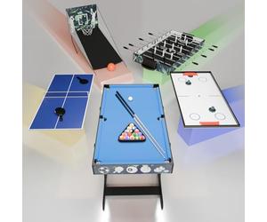Juskys Table Multi-Jeux Ballzauber 5-en-1 - Table Pliante pour Enfants avec 5 Tables : ping-Pong, Baby-Foot, Billard, Hockey & Basket