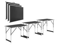 Juskys Table Multifonction 3 pièces - Pliable, réglable en Hauteur - Table à tapisser Pliante en Aluminium 100 x 60 cm - marché aux puces - Noire